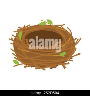Empty bird nest isolated on white background. Vector illustration Stock Vector