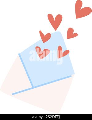 Envelope with floating hearts: symbol of love and communication. Stock Vector