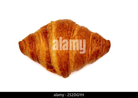 Golden Butter Croissant Isolated on White Background Stock Photo