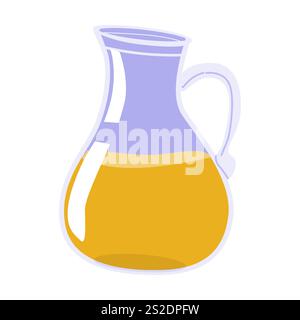 Illustrated glass pitcher with orange beverage on white background. Stock Vector