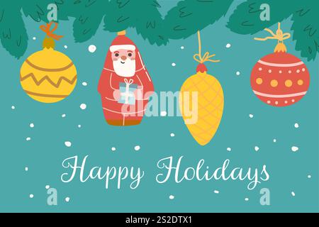 Cute xmas seamless pattern with omela branch. Simplicity design. Stock Vector