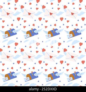 Romantic valentine pattern with love element on white background. Stock Vector
