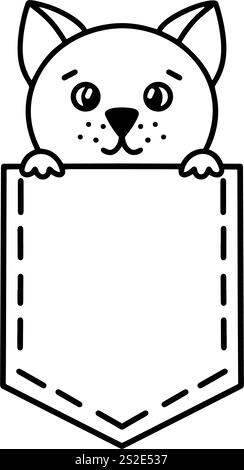 Charming puppy peeking from a pocket silhouette, vector format, perfect for t-shirt designs, stickers, and pet-themed decor Stock Vector