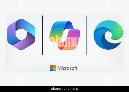 Microsoft software products Copilot, Office 365 and Edge Stock Photo
