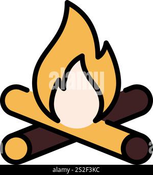 Bonfire line icon. Two burned bones and fire outline vector sign, linear style pictogram. Campfire symbol, logo illustration. Editable stroke Stock Vector