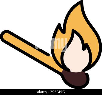 Burning match line icon. Fire outline vector sign. Flame linear style pictogram. Symbol, logo illustration. Editable stroke Stock Vector