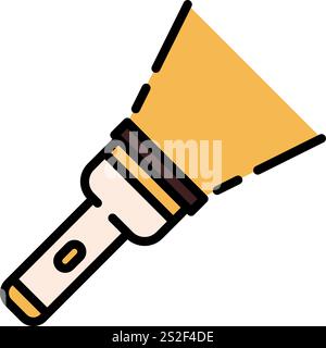Flashlight line icon. Electric torch light outline vector sign. Lantern flash linear style pictogram. Portable lamp symbol, logo illustration. Editabl Stock Vector