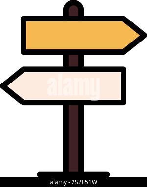 Direction board line icon. Signpost outline vector sign. Road sign linear style pictogram. Signboard pointer symbol, logo illustration. Editable strok Stock Vector