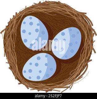 Bird eggs inside nest flat icon. Vector illustration Stock Vector