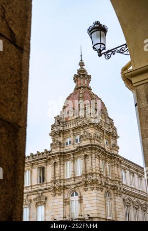 Historic City Hall in Praza de Maria Pita, main Square in La Coruna, Galicia - Spain Stock Photo