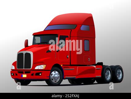 Vector illustration of red  truck. Lorry. 3d vector illustration Stock Vector