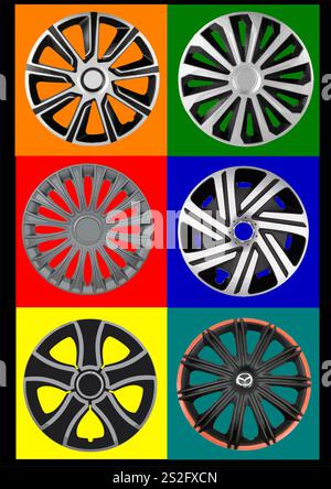 Decorative car wheel covers. Plate. Vector illustration Stock Vector