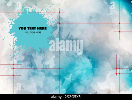 Abstract vector  colorful watercolor background texture with lines dots and blot Stock Vector