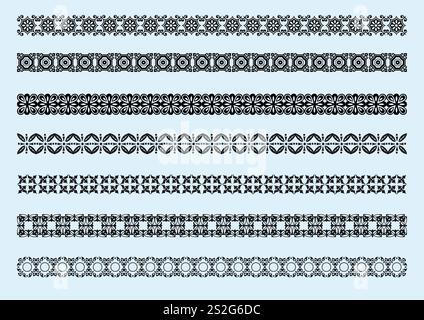 Collection of Ornamental Rule Lines in Different Design styles. Color vector illustration Stock Vector