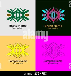 Leaf Harmony Design, Nature's Balance, Organic Fusion Motif, Elegant Green Crest Logo Stock Vector