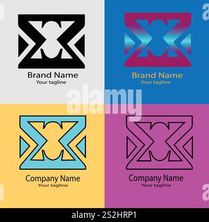 X-Gate, Dual Aperture, Converging Paths, Core Connection, Central Nexus, The Lattice, Shared Ground, Networked Logo Stock Vector