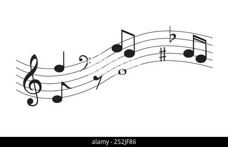 Musical notes on a white background. Vector illustration of musical notes. Stock Vector