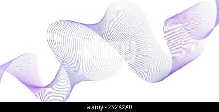 Abstract wave lines background, graphic thin curves design element, flow backdrop. Stock Vector