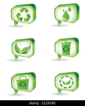 Set of green ecology icons for your ideas. EPS 10 Stock Vector