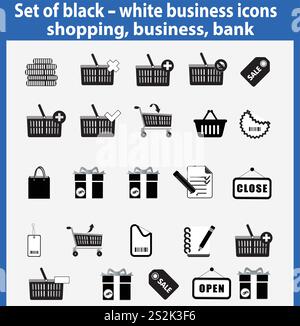 Vector set of beautiful black and white business icons. EPS 10 Stock Vector