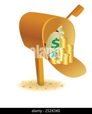 Sending with gold in mailbox, for your ideas. EPS 10 Stock Vector