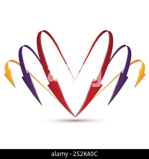 3d set of arrows in the form of heart, for your ideas Stock Vector
