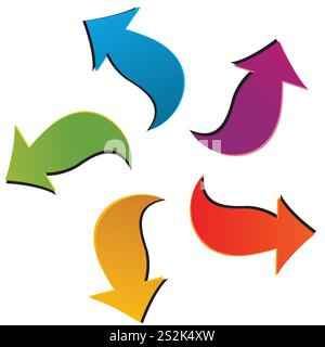 Set of five colorful arrows, for your ideas Stock Vector