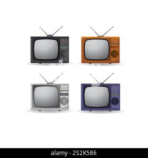 Set of vintage televisions Stock Vector
