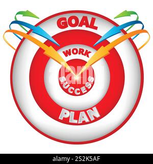 Success concept, arrows leading to success, goals. Stock Vector
