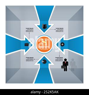 Business template with arrows, motivation to succeed Stock Vector