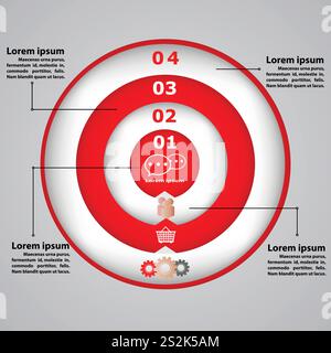 Circular diagram with icons for business concepts. Presentations, brochure,template Stock Vector