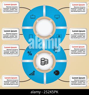 Vector circle of icons for business ideas. Infographics, pattern, presentation Stock Vector