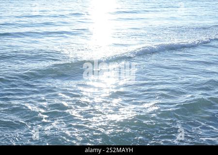 Close-up of the surface of the water sparkling in the dazzling sunlight, Copy space Stock Photo