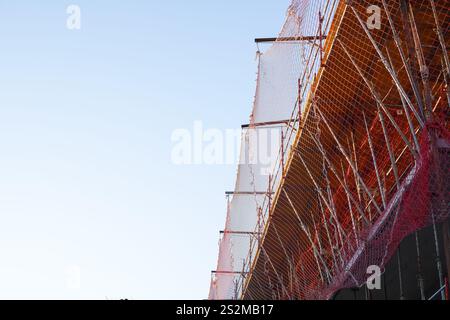 Reinforced concrete and metal slab construction site foundation, construction concept Stock Photo