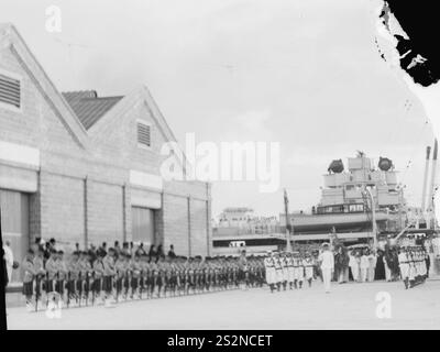 Films taken on the 14th Sept. 1933 when the remains of King Feisal of Iraq was brought to Haifa from Europe to be flown on to Baghdad Stock Photo