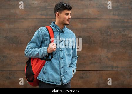 Portrait of a male college student isolated on background. Stock Photo