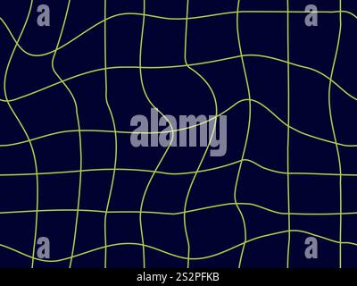 Wavy grid seamless pattern. Curved grid, crossed lines. Psychedelic retro style, 80-90s style. Distorted grid. Design for banners, posters, wallpapers Stock Vector