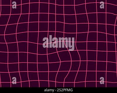 Wavy grid seamless pattern. Curved grid, crossed lines. Psychedelic retro style, 80-90s style. Distorted grid. Design for banners, posters, wallpapers Stock Vector