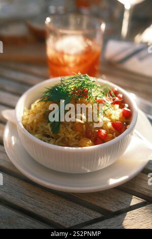 A colorful selection at dinner Stock Photo
