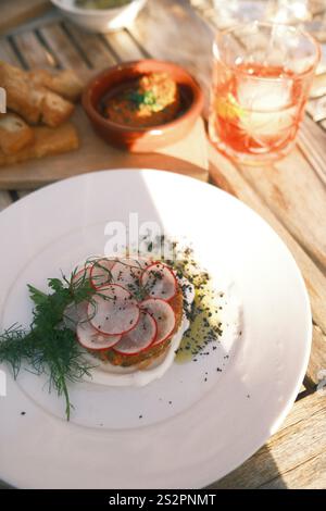 A colorful selection at dinner Stock Photo