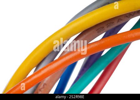 Close up of colorful electrical wires Stock Photo