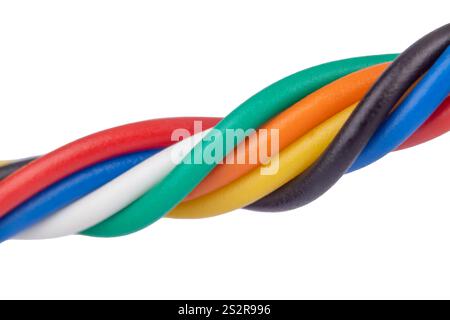 Bright colored twisted wires macro Stock Photo