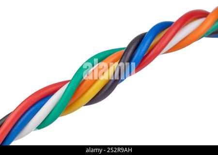 Bright twisted colorful wires close up Stock Photo