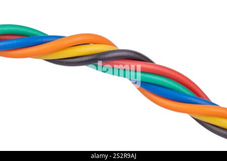 Twisted multicolored wires close up Stock Photo