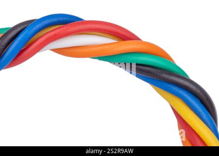 Twisted vibrant colored wires close up Stock Photo