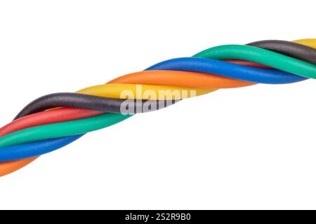 Bright twisted insulated wires close up Stock Photo