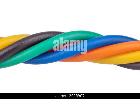 Macro view of vibrant twisted wires Stock Photo
