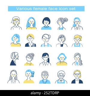 Various working women Bust-up set Stock Photo