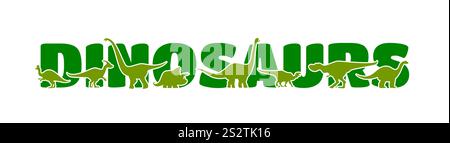 Dinosaurs silhouettes of prehistoric dino animals and jurassic reptiles. Vector jurassic tarbosaurus, triceratops, brachiosaurus and iguanodon, omeisaurus and corythosaurus dinosaurs green silhouettes Stock Vector
