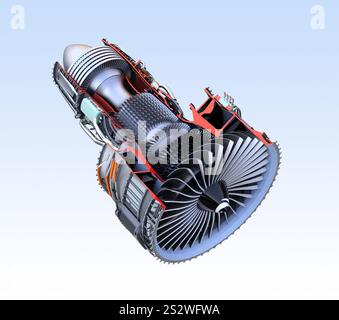 3D cut model image of a turbofan engine Stock Photo - Alamy